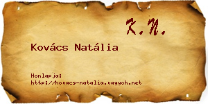 Kovács Natália névjegykártya